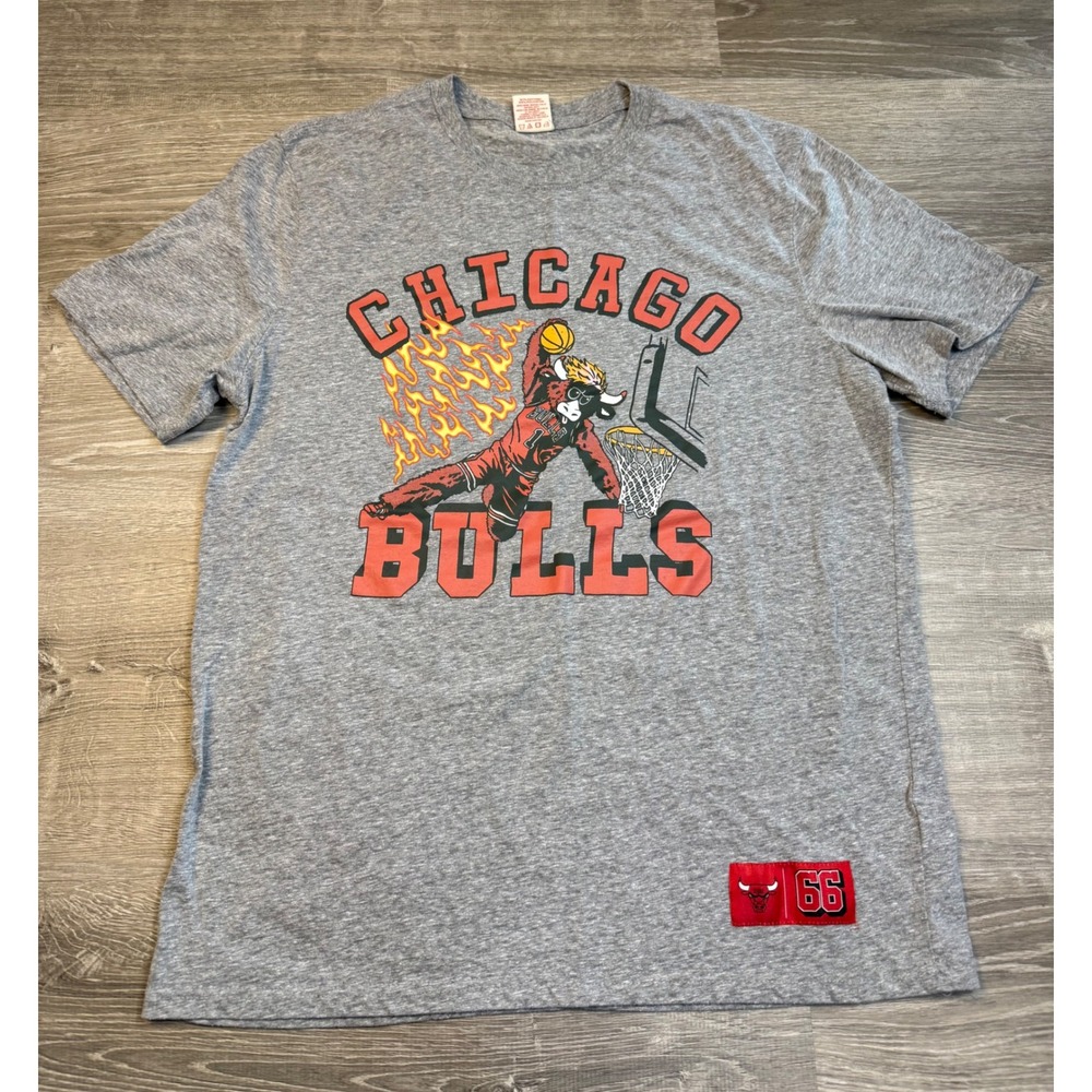 Ultra Game NBA Chicago Bulls Benny the Bull Graphic T-Shirt Heather Gray Mens L